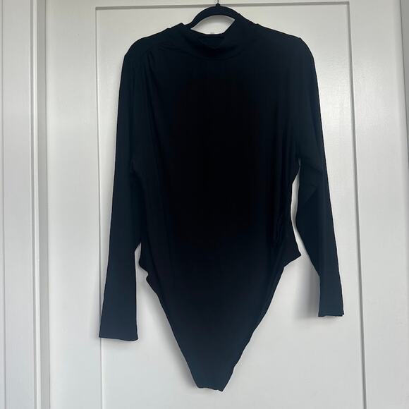 NWT Good American Womens Black Stretch Jersey Turtleneck Bodysuit Size 7 (4XL) - Picture 4 of 12